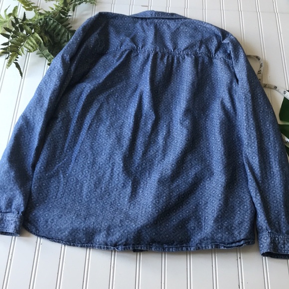 Loft blue button up shirt printed white - Picture 7 of 9